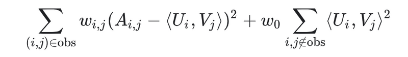 Weighted Matrix Factorization w/ frequent (출처: https://developers.google.com/machine-learning/recommendation/collaborative/matrix)